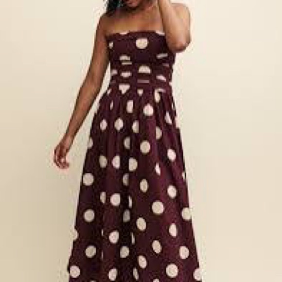 Nobody’s Child Brown Spot Print Bandeau Felicity Midi Dress - Polka Dot - Picture 4 of 8